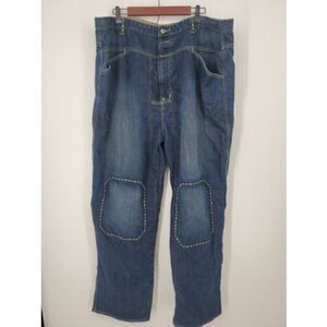 Y2K VTG Marithe Francois Girbaud Jeans Mens 44X33‎ Dark Wash Embroidered Hip Hop